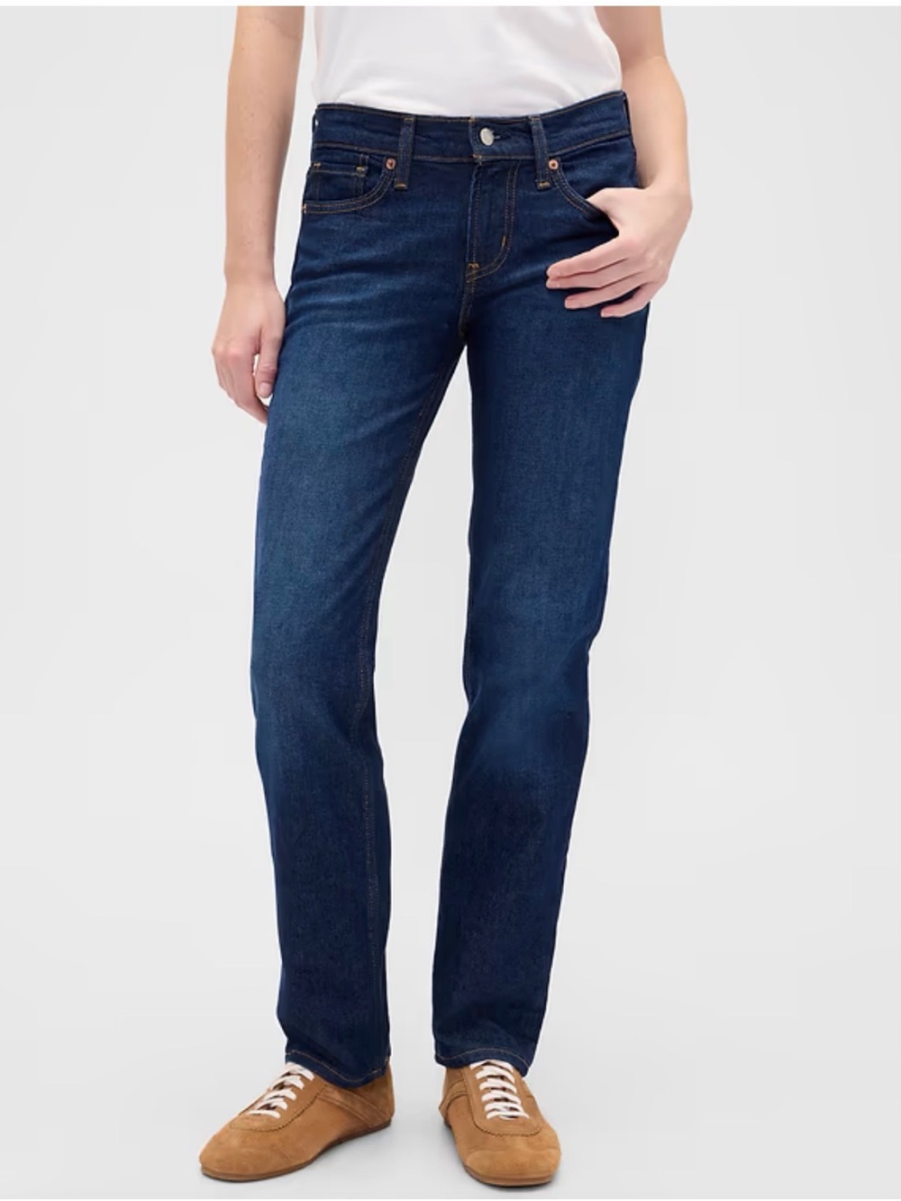 NWT GAP 90s Straight Low-Rise Dark Blue Denim Jeans Size 28/6R Low-Stretch